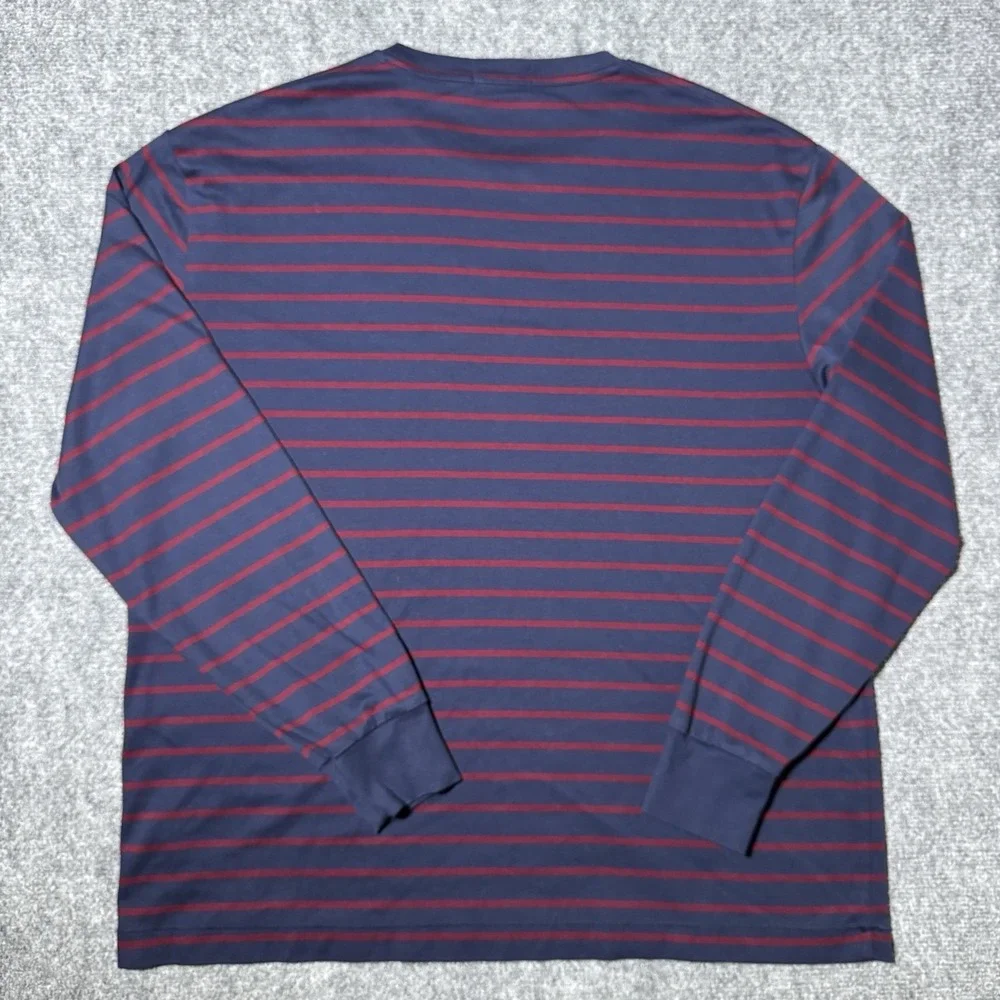 Polo Ralph Lauren Classic Fit Striped Long Sleeve T-Shirt Navy Red Men Large